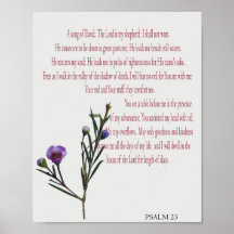 Psalm 23, Paars Groen Bloemmotief Poster Papier (M
