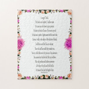 Psalm 23 Paarse Floral Borders, Puzzle Legpuzzel
