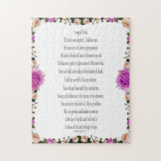 Psalm 23 Paarse Floral Borders, Puzzle Legpuzzel (Verticaal)
