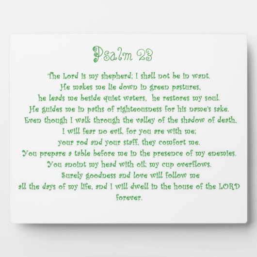 Psalm 23 Plaque Fotoplaat (Voorkant)