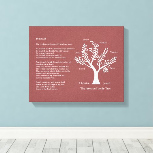 Psalm 23 plus stamboom canvas afdruk (Insitu (Houten vloer))