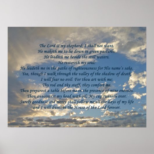 Psalm 23 Prachtige Bijbel Verse Christelijk Poster (Voorkant)