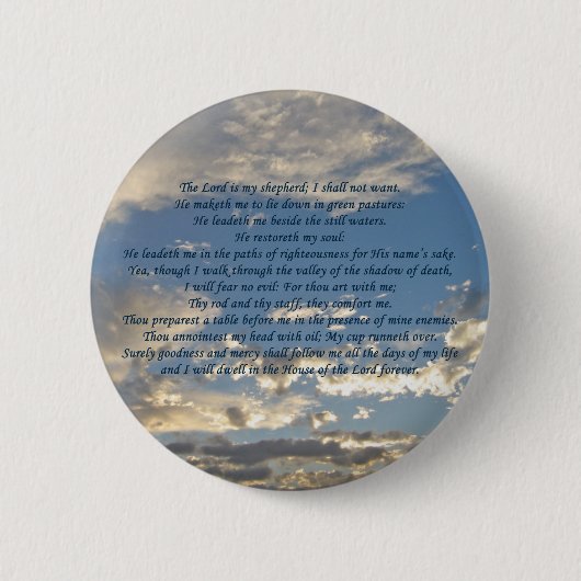Psalm 23 Prachtige Bijbel Verse Christelijk Ronde Button 5,7 Cm (Voorkant)