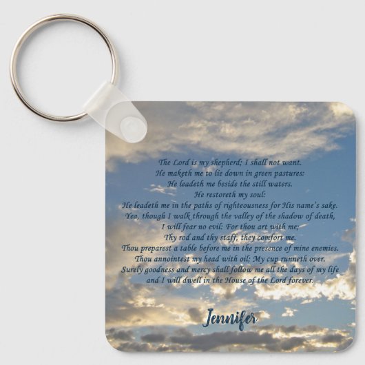 Psalm 23 Prachtige Christelijke bijbel Verse Aange Sleutelhanger (Voorkant)