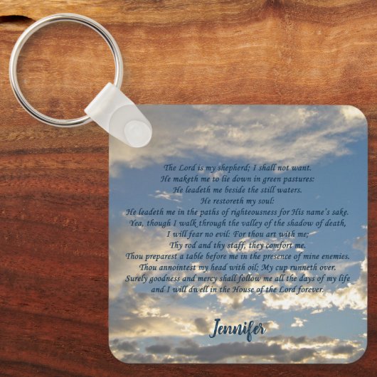 Psalm 23 Prachtige Christelijke bijbel Verse Aange Sleutelhanger (Voorkant)