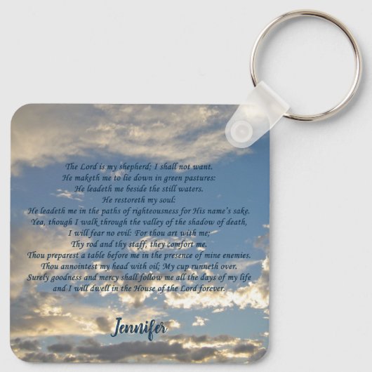 Psalm 23 Prachtige Christelijke bijbel Verse Aange Sleutelhanger (Achterkant)