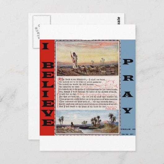 Psalm 23 Prayer, De Heer is mijn Shepherd Briefkaart (Voorkant / Achterkant)