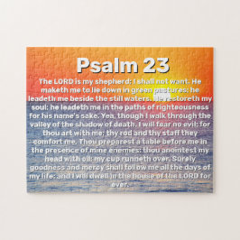 Psalm 23 Rode Oceaan Zonsondergang Bijbelvers Legpuzzel