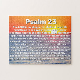 Psalm 23 Rode Oceaan Zonsondergang Bijbelvers Legpuzzel