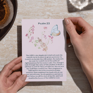 Psalm 23 Roze Bloemen Vlinder Viering Leven Kaart