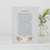 Psalm 23 Roze bloemige Viering van het Leven Funer Kaart (Staand voorkant)