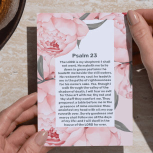 Psalm 23 Roze Pioenroos Levensviering Funeral  Kaart