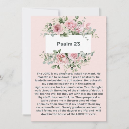 Psalm 23 Roze pioenroos viert het leven Kaart (Voorkant)