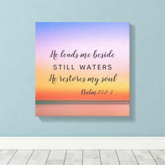 Psalm 23 Roze strand Canvas Afdruk (Insitu (Houten vloer))