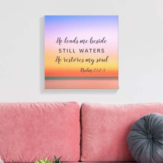 Psalm 23 Roze strand Canvas Afdruk (Insitu (Woonkamer))
