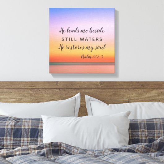 Psalm 23 Roze strand Canvas Afdruk (Insitu (Slaapkamer))