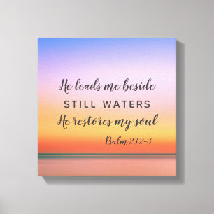 Psalm 23 Roze strand Canvas Afdruk