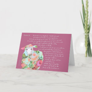 Psalm 23, schapen, kamperfoelie achtergrond kaart