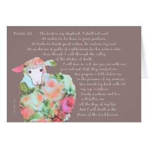 Psalm 23, schapen op staartachtergrond