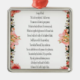 Psalm 23 Song David, Roze Rose, Squre Ornament