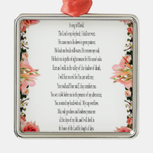 Psalm 23 Song David, Roze Rose, Squre Ornament