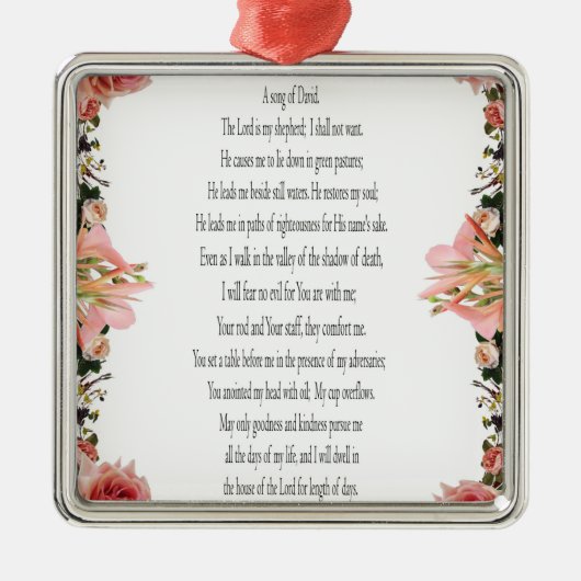 Psalm 23 Song David, Roze Rose, Squre Ornament (Voorkant)