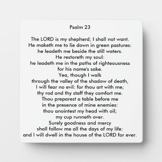 Psalm 23 Square Tabletop Foto Plaque Fotoplaat (Voorkant)