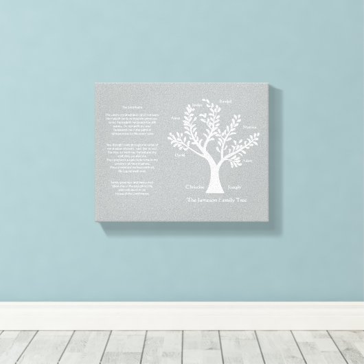 Psalm 23 stamboom in warm grijs canvas afdruk (Insitu (Houten vloer))