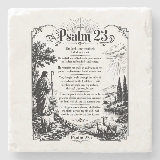 Psalm 23 stenen onderzetter (Voorkant)