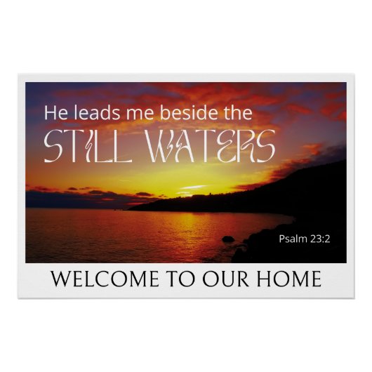 Psalm 23 STIL WATER Bijbelvers Perfect Poster (Voorkant)
