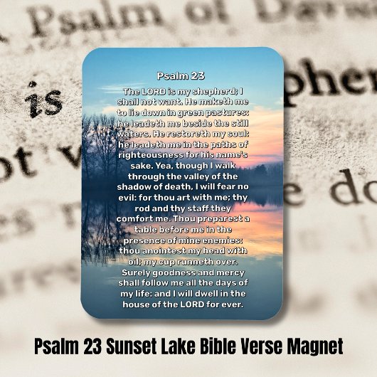 Psalm 23 Sunset Lake Religious Magneet