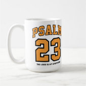 Psalm 23 Varsity Sports Goud Zwart Christelijk Koffiemok (Links)