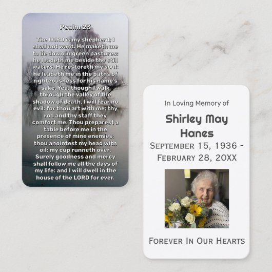 Psalm 23 Verlichte Lake Memorial Prayer Kaart Visitekaartje (Voorkant / Achterkant)