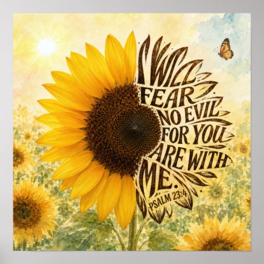 Psalm 23 vers 4 in zonnebloem poster (Voorkant)