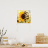Psalm 23 vers 4 in zonnebloem poster (Keuken)