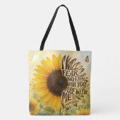 Psalm 23 vers 4 in Zonnebloem Tote Bag (Voorkant)