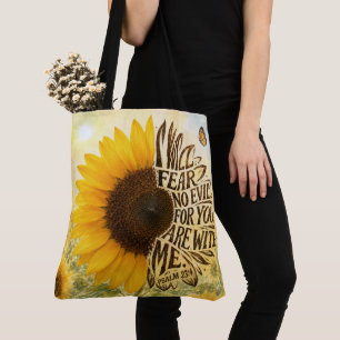 Psalm 23 vers 4 in Zonnebloem Tote Bag