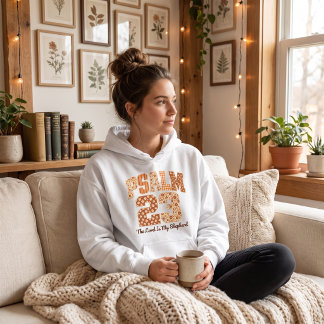 Psalm 23, vintage patchwork stoffen, warm bruin hoodie