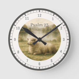 Psalm 23 Watercolor Schaap Pastorale Geloof Decora Ronde Klok