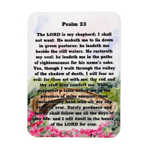 Psalm 23 Waterverf Brug, roze bloemen Magneet