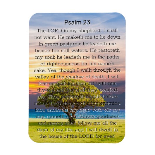 Psalm 23 Waterverf Groene Boom Magneet (Verticaal)