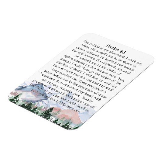 Psalm 23 Waterverf Witte Bergen Magneet (Linkerzijde)