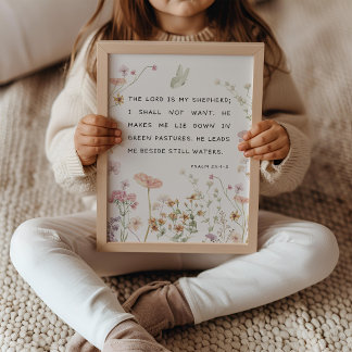 Psalm 23 Wilde Bloemen Bijbeltekst Kinderkamer Poster