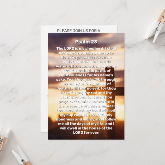 Psalm 23 Zonnekruis Viering van de begrafenis Kaart (Voorkant / Achterkant in situ)