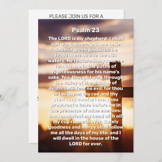 Psalm 23 Zonnekruis Viering van de begrafenis Kaart (Voorkant / Achterkant)