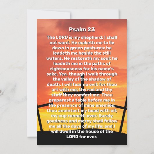 Psalm 23 Zonsondergang Kruis Viering van het Leven Kaart (Voorkant)