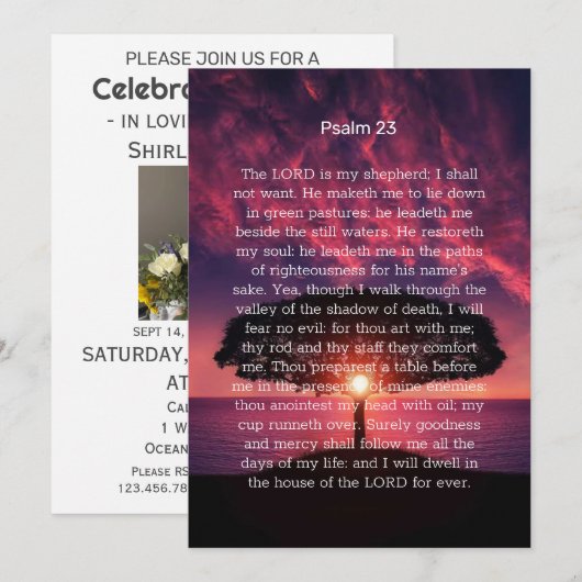 Psalm 23 Zonsondergang Viering van het leven Begra Kaart (Voorkant / Achterkant)