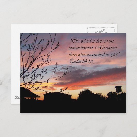 Psalm 24:18 Mooie zonsondergang bemoedigend Briefk Briefkaart (Voorkant / Achterkant)