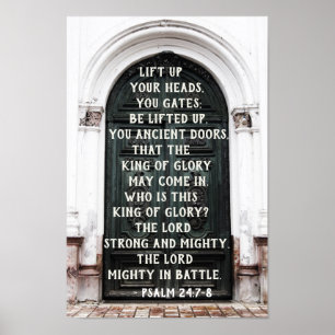 Psalm 24:7-8 Haal je hoofd omhoog, bijbel Poster