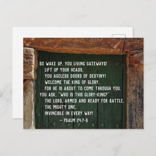Psalm 24:7-8 Koning der heerlijkheid, Bijbelvers Briefkaart (Voorkant / Achterkant)